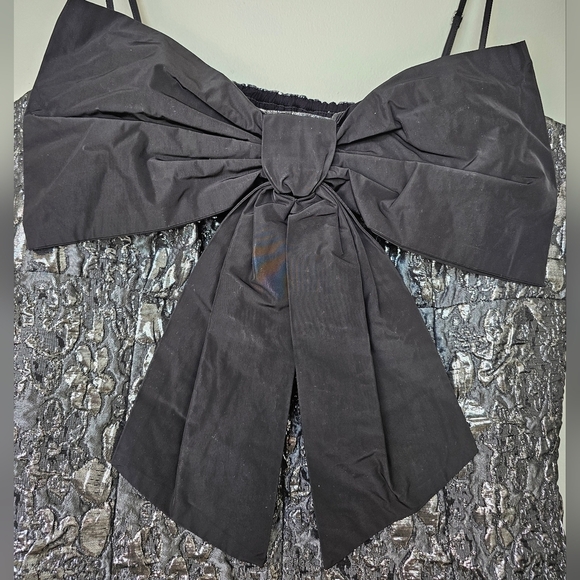 Maeve x Anthropologie Bow-Front Floral Jacquard Romper, Black Pattern, Size 16 - Picture 7 of 16